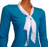 Блузка женская Бант Голубая длинный рукав - детали отделки